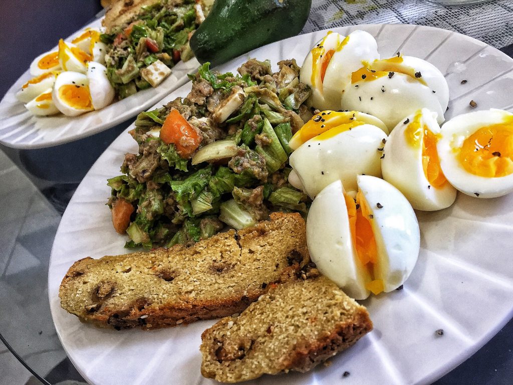 Boiled Eggs and Sardines Salad for Keto Breakfast
