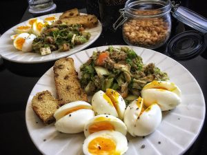 Boiled Eggs and Sardines Salad for Keto Breakfast