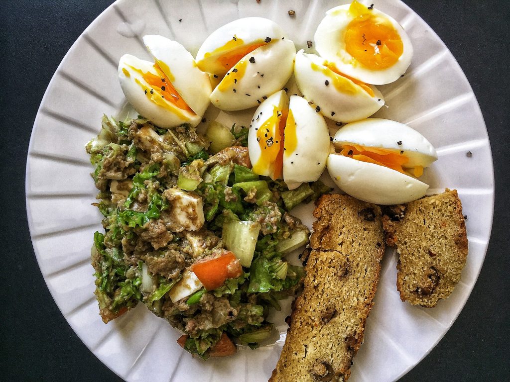 Boiled Eggs and Sardines Salad for Keto Pescatarian Breakfast