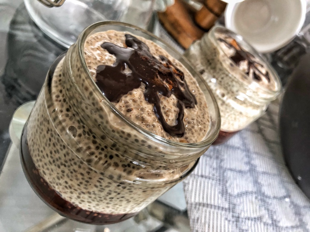 Healthy Keto Chia Seeds Pudding Based On Coconut Milk And Peanut Butter Dessert