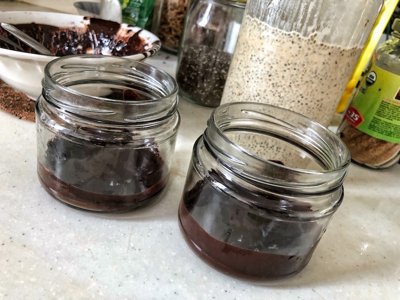 Healthy Keto Chia Seeds Pudding Based On Coconut Milk And Peanut Butter Jar Chocolate