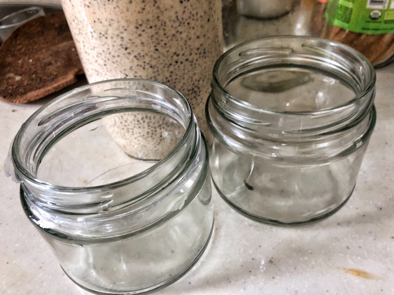 Healthy Keto Chia Seeds Pudding Based On Coconut Milk And Peanut Butter Jars