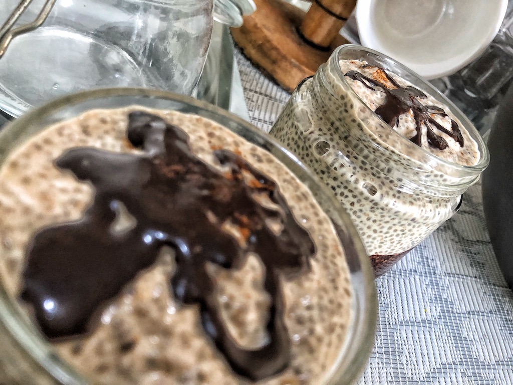 Healthy Keto Chia Seeds Pudding Based On Coconut Milk And Peanut Butter Kids