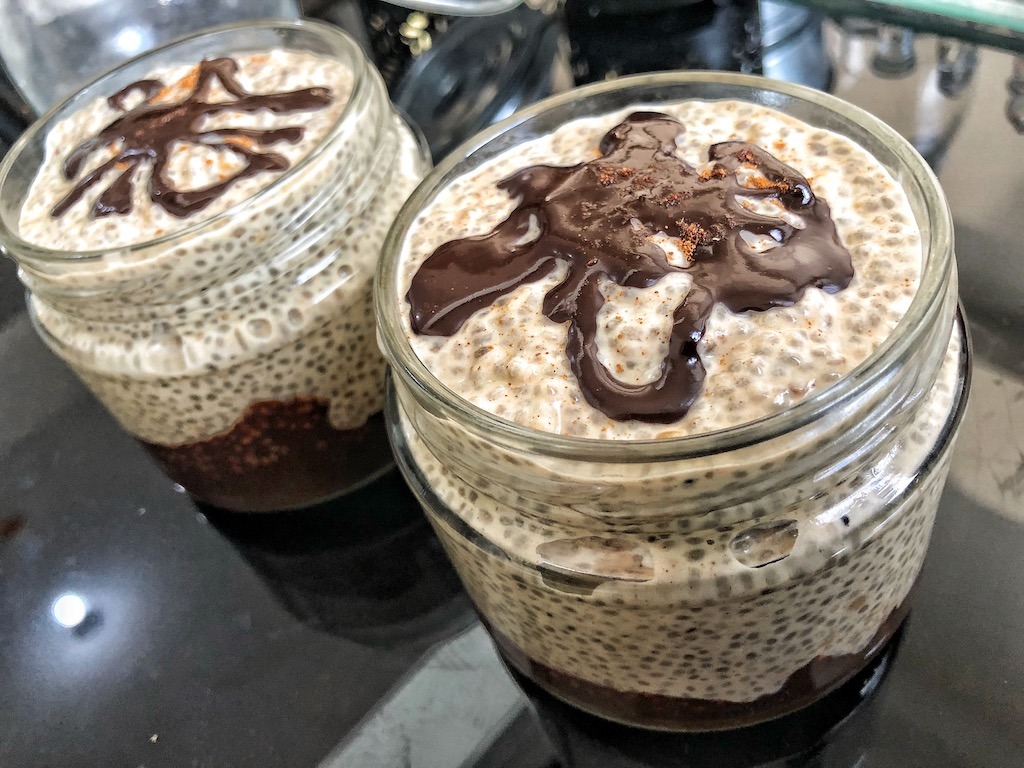 Healthy Keto Chia Seeds Pudding Based On Coconut Milk And Peanut Butter Quick