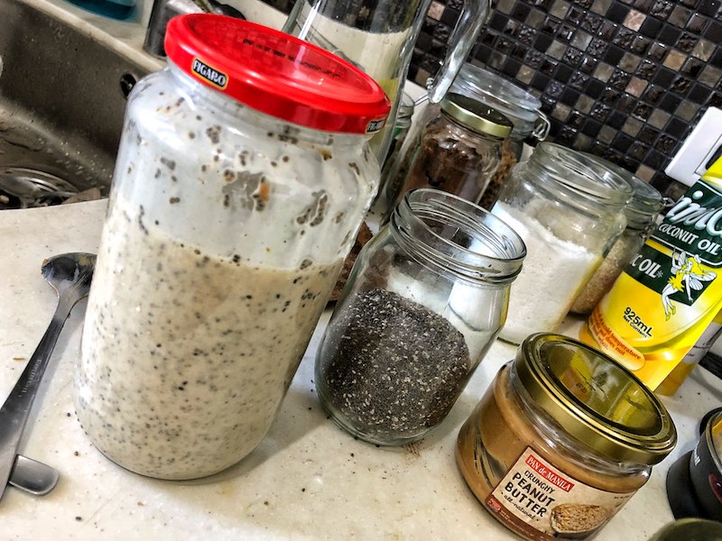 Healthy Keto Chia Seeds Pudding Based On Coconut Milk And Peanut Butter Ready