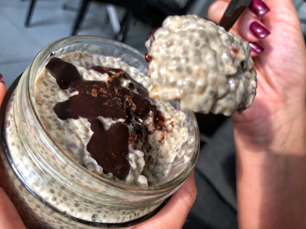 Healthy Keto Chia Seeds Pudding Based On Coconut Milk And Peanut Butter Recipe