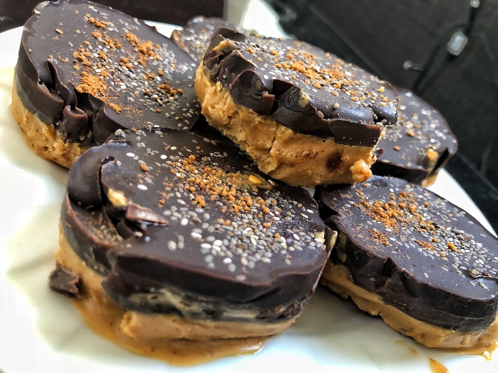 Healthy Keto Vegan Frozen Peanut Butter And Chocolate Cookies With Chia Seeds And No Sugar Dessert Kids