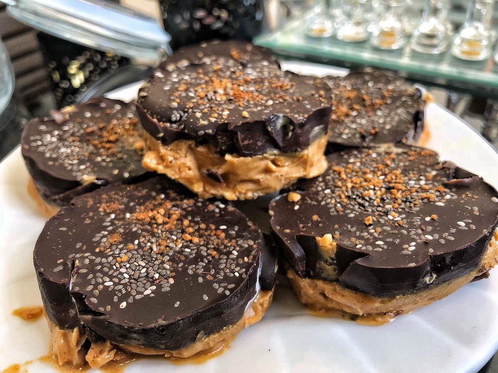 Healthy Keto Vegan Frozen Peanut Butter And Chocolate Cookies With Chia Seeds And No Sugar Perfect For Party