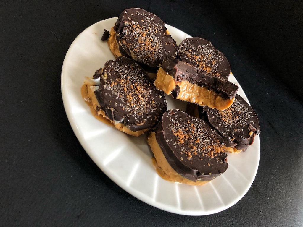 Healthy Keto Vegan Frozen Peanut Butter And Chocolate Cookies With Chia Seeds And No Sugar Ready Dessert