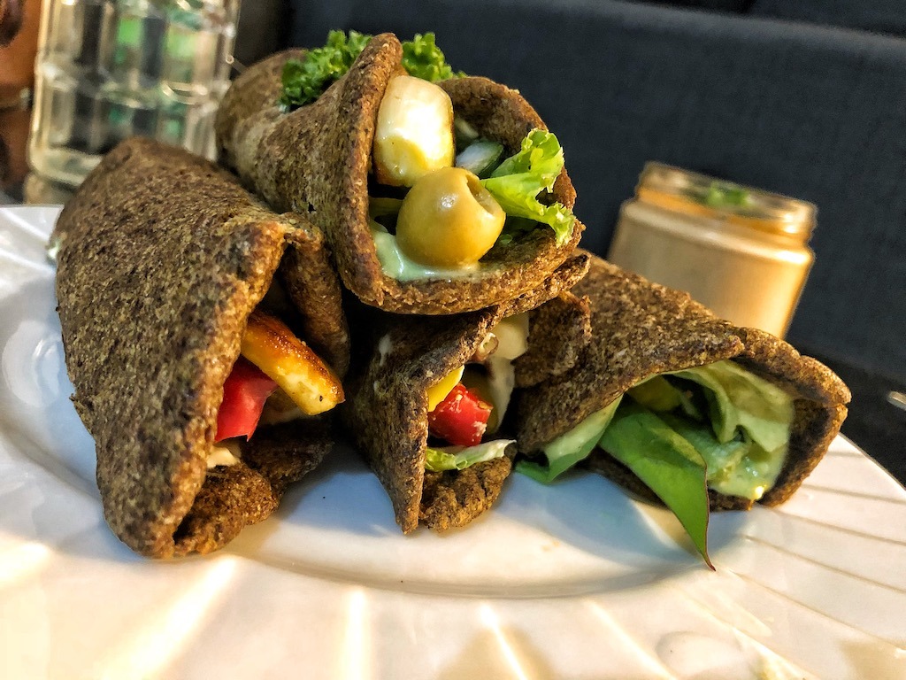 Healthy Vegan Gluten Free Keto Flaxseed Wraps Or Spring Rolls With Vegetables And Tofu