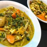 Healthy Keto Low Carbs Curry Soup With Tofu And Salmon Belly Dinner