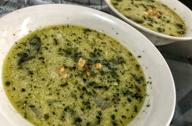 Healthy Keto Avocado Soup With Shrimps And Coconut Milk For Lunch And Dinner Soup