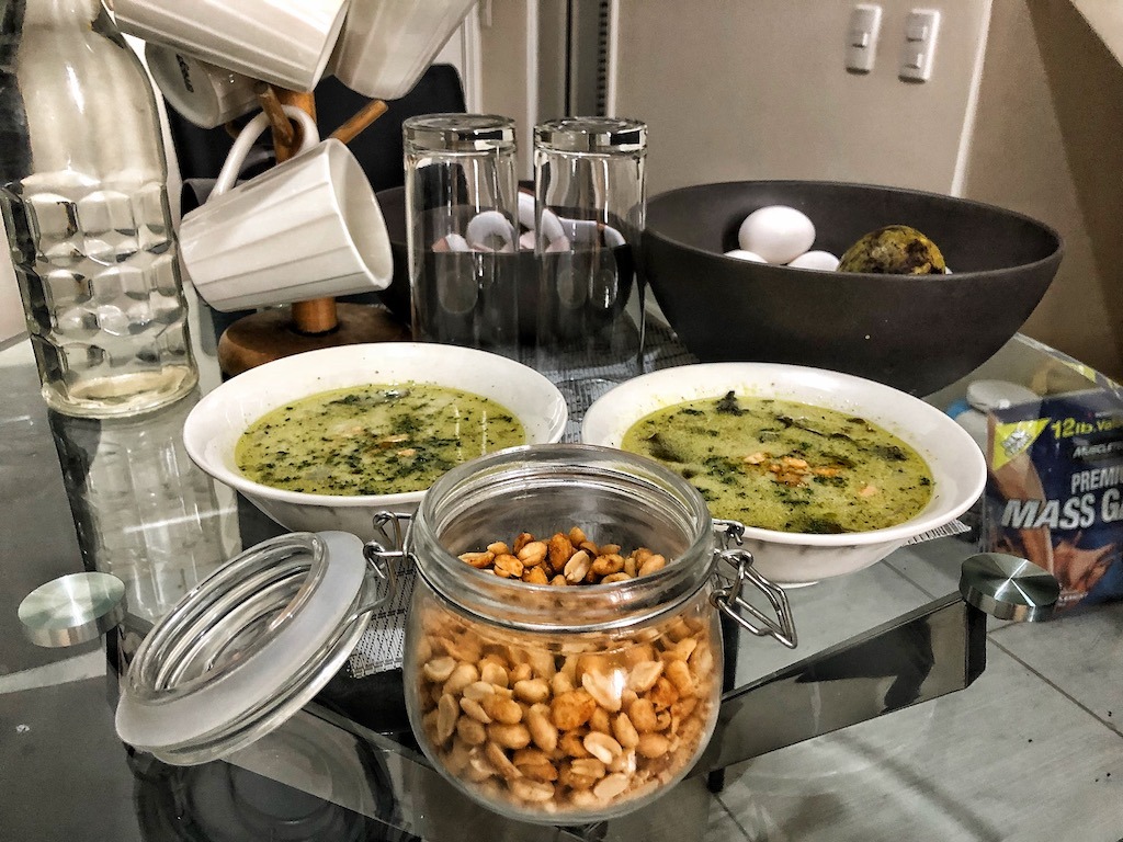 Keto Avocado Soup With Shrimps And Coconut Milk For Lunch And Dinner