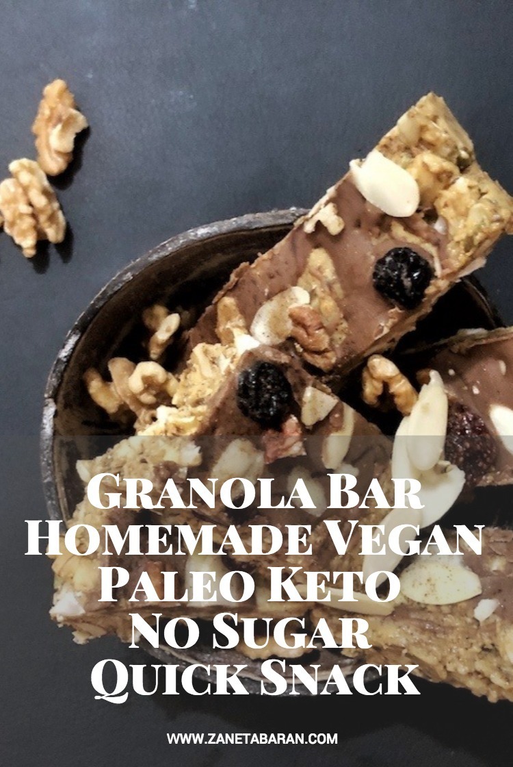 Pinterest Granola Bar - Homemade Vegan Paleo Keto No Sugar Quick Snack