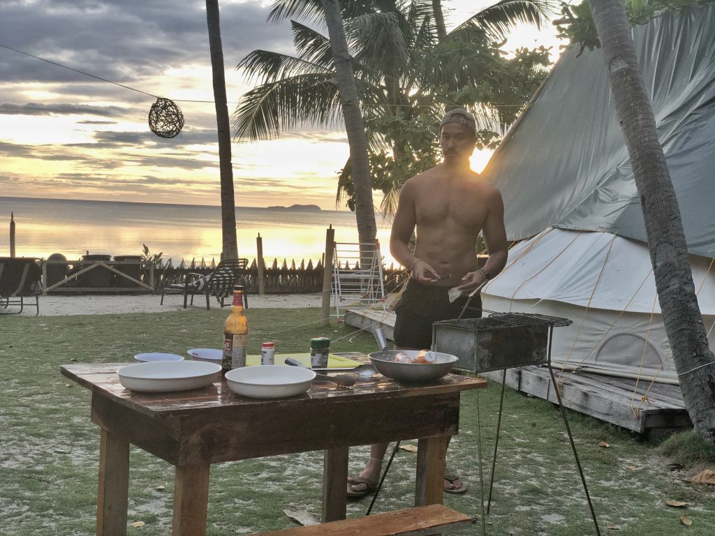 Where to stay when travelling to Siquijor – Glamping Siquijor Preparing Dinner