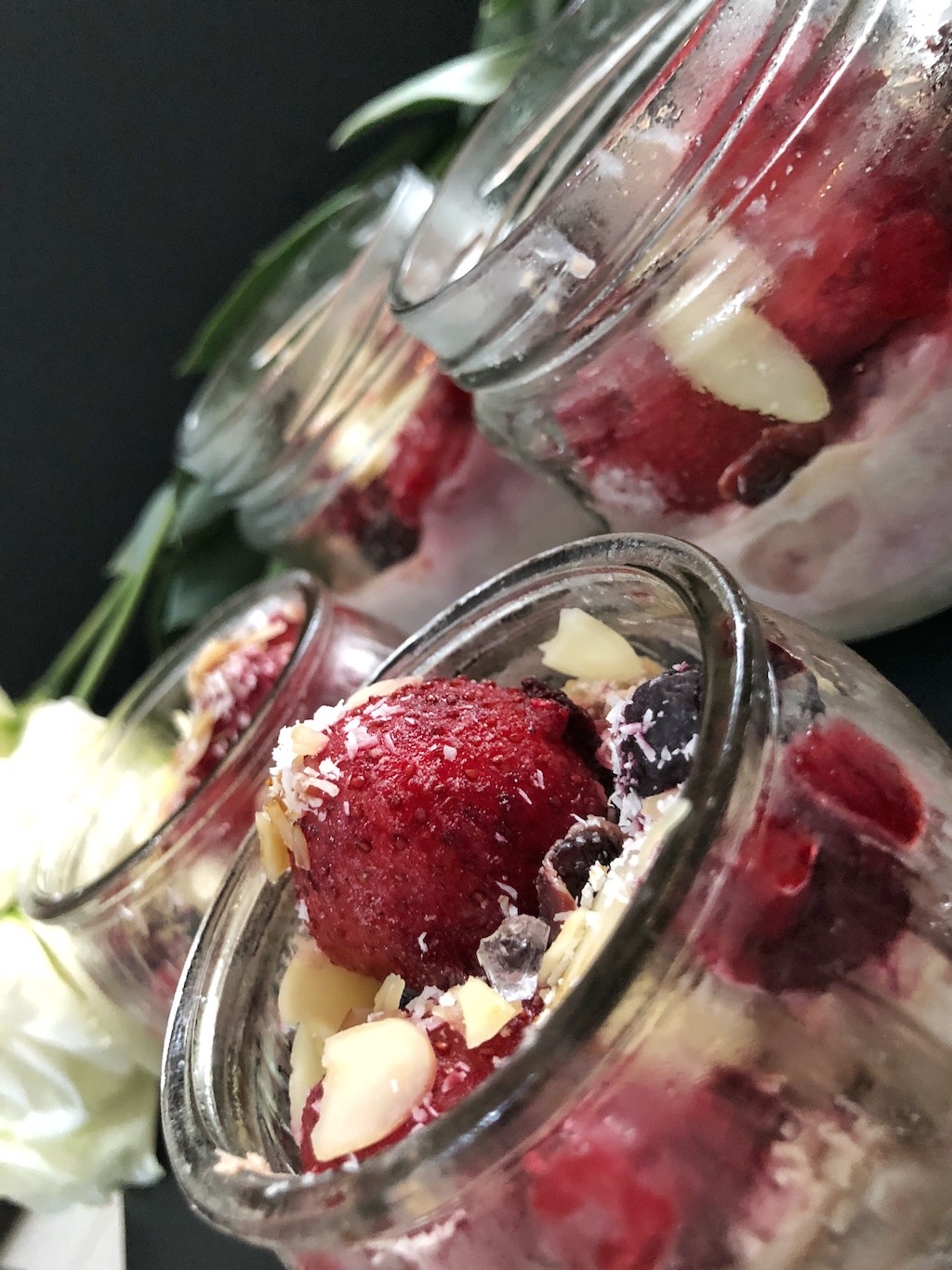 Coconut Berries Jars - Healthy Keto Low Carb No Sugar Dessert