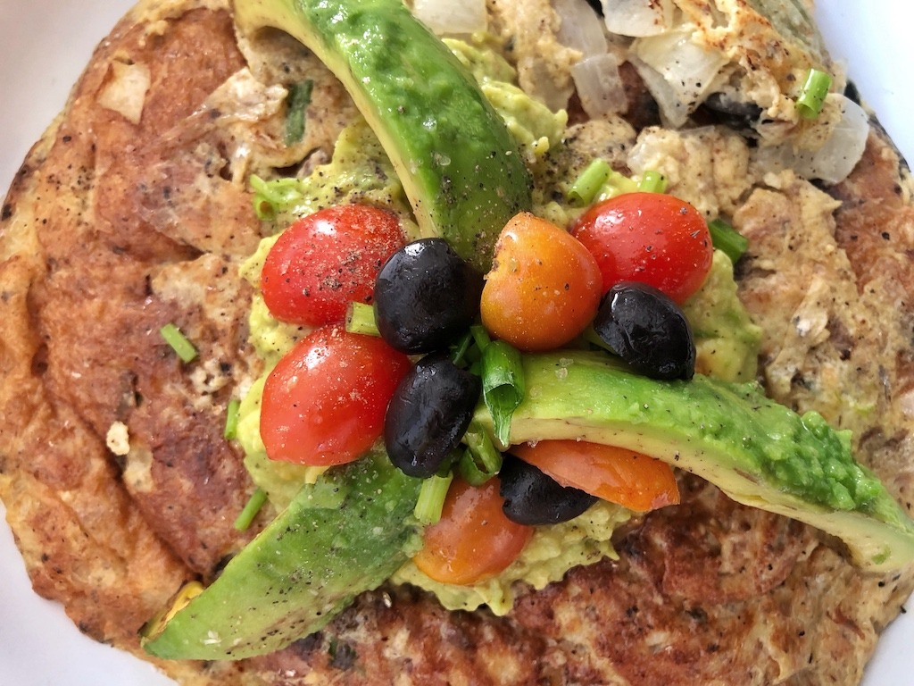 Family Omelette With Canned Sardines And Avocado For Healthy Keto Pescatarian Breakfast