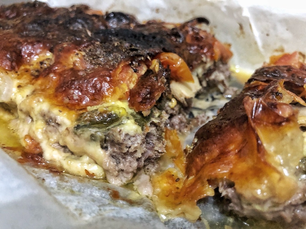 Beef Stuffed Meatloaf With Cheese Spinach Mushrooms - Healthy Keto Low Carb