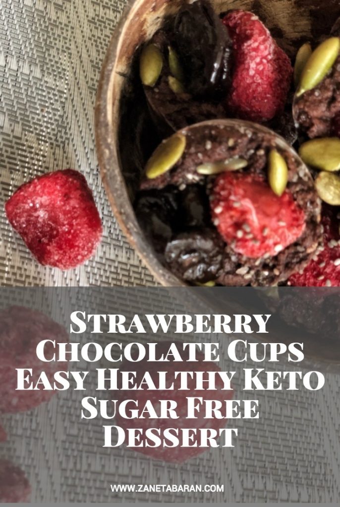 Strawberry Chocolate Cups - Easy Healthy Keto Sugar Free Dessert Pin